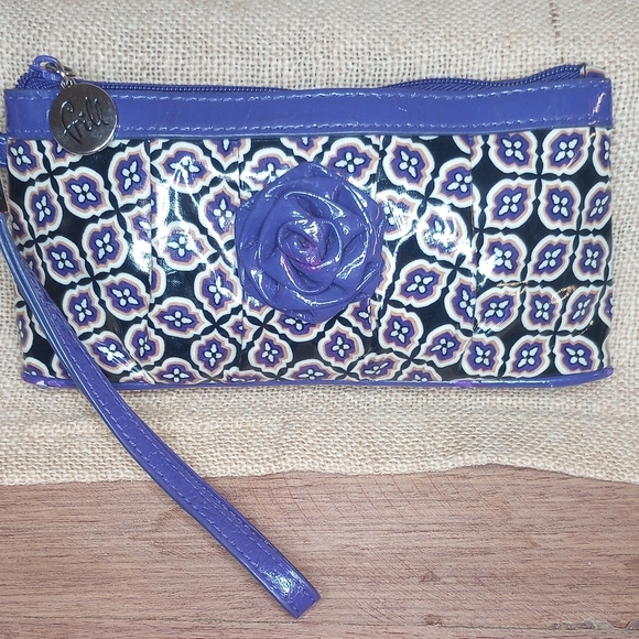 Vera Bradley Handbags - Vera Bradley FRILLS Collection Purple Zip Wristlet Simply Violet Patent Leather